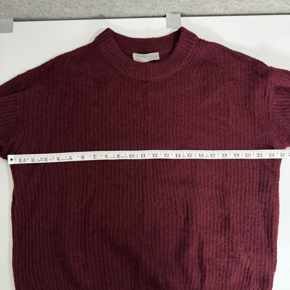 Everlane The Alpaca Crew Sweater Burgundy Ribbed Knit Wool Blend Small - Picture 5 of 9